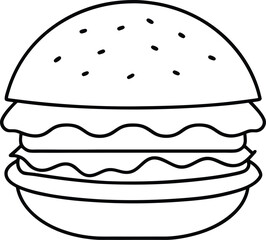 Burger Line Art Black And White Fast Food 