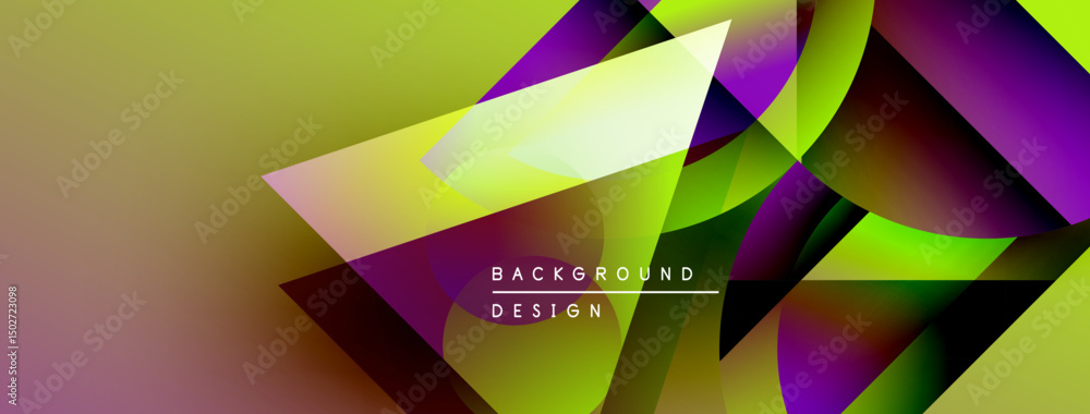 Aufkleber abstract geometric shapes blend vibrant colors. yellow, purple, green create dynamic visual texture.