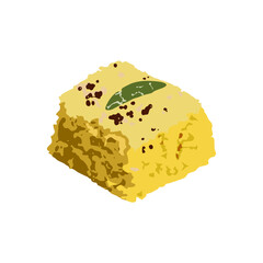 Dhokla Indian food vector in realistic style. Traditional Gujarati snack made from fermented batter, ideal for culinary, menu, and cultural design projects.