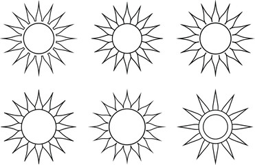Simple Sun Outline Vector Illustration Bundle