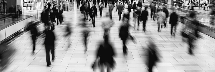Obraz premium Black and White Photo of Moving People