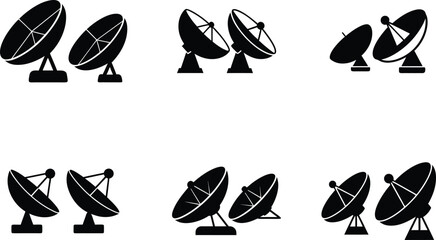 Satellite dish Silhouette Vector Illustration Bundle