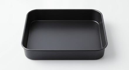 Empty square baking pan on white background