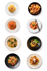 Varie ricette tipiche di pasta italiana 