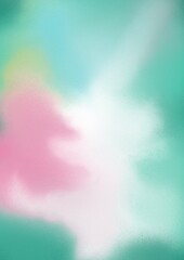 Teal and soft pink interweave in gentle flow, forming an abstract that feels both dreamy and refreshing.