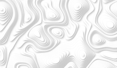 Fototapeta premium Abstract paper cut white background, white paper cut background abstract realistic papercut decoration textured. 3d realistic design. Seamless wavy lines. Vector topographic illustration.