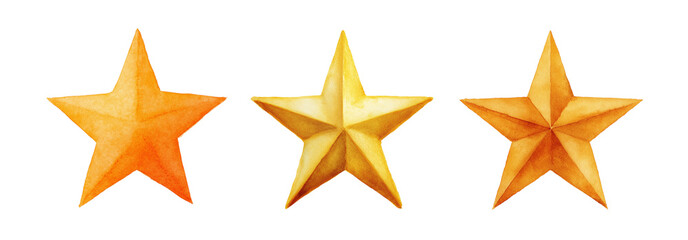 Obraz premium Yellow star icon watercolor illustration set