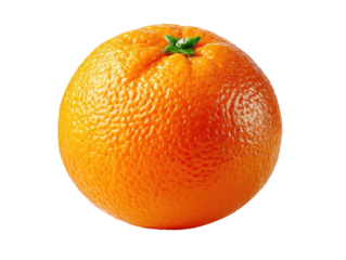 A Vivid Orange: An enticing, perfectly ripe orange stands out, its vibrant peel and appealing texture conveying freshness and deliciousness, all captured in sharp detail.