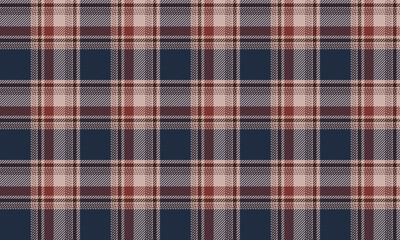 Seamless plaid pattern, blue, cream, brown for textile and sewing, skirts and pants, shirts, aprons, tablecloths. Add a classic charm to any outfit, vector illustration.