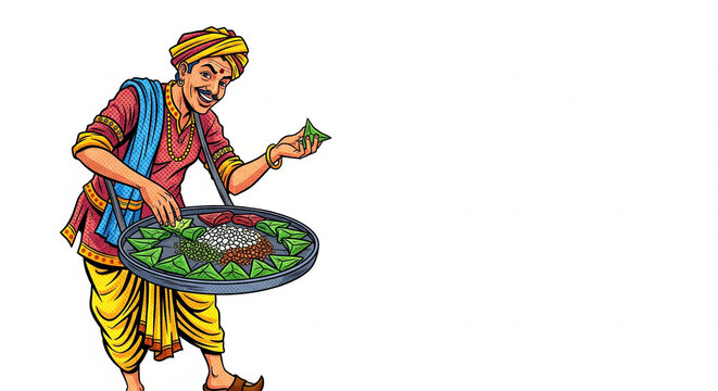Indina Paan seller selling paan made up of betel leaves isolated