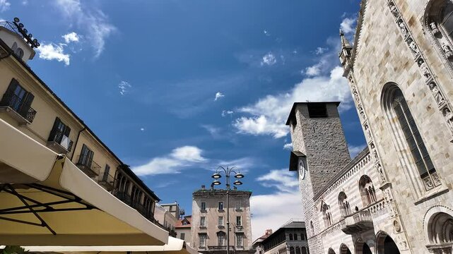 Como, Lombardy, Italy - May 15, 2025 - Tourists visit the city's historic center and the lake shores