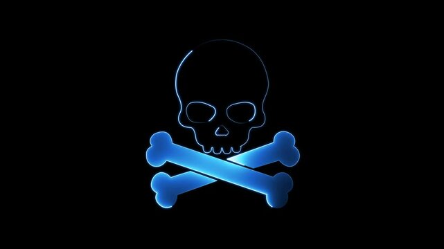 glowing skull icon with an edgy, rebellious vibe. Horror Warning Toxic Symbol. 
