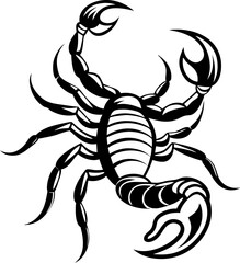 Scorpion line art vector art icon black and white , white background 