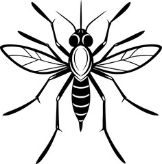 Mosquito line art vector art icon black and white 