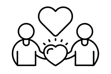 A collection of minimalist business and finance line icons in black outline style. This vector set includes icons of handshakes, giving and receiving money, charity donations, holding coins, financial