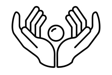 A collection of minimalist business and finance line icons in black outline style. This vector set includes icons of handshakes, giving and receiving money, charity donations, holding coins, financial