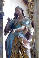 Saint Mary Magdalene, statue on the high altar at Our Lady of Sorrows Chapel in Prepolno, Croatia
