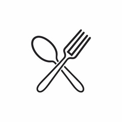 Spoon and fork icon in line style, restaurant business concept, vector illustration