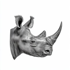 Fototapeta premium Grayscale Rhinoceros Portrait Close Up of a Rhino Head