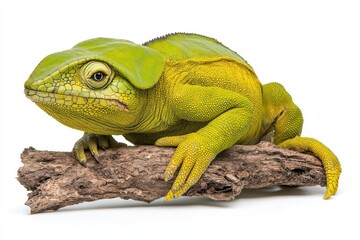 Obraz premium Green Chameleon on Branch Close up