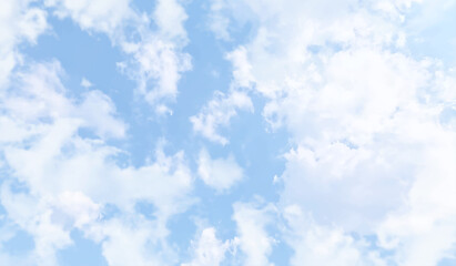 Cloudy with blue sky in white tone background, suitable backdrop and presentation. ablue sky with clouds. Clouds with blue sky background