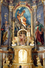 Main altar in the parish church of Saint George in Gornja Stubica, Croatia