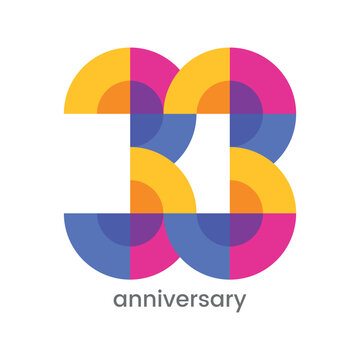 logo 33th years anniversary celebration with colorful design, Modern geometric style. 