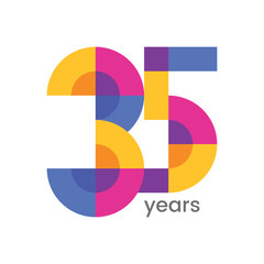 Obraz premium logo 35th years anniversary celebration with colorful design, Modern geometric style. 