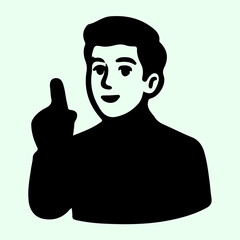 Silhouette of a Person with Raised Middle Finger Gesture
