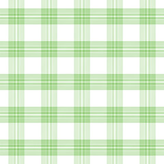 Plaid with twill weave repeat pattern.Checkered tartan seamless pattern in green and white.Graphic vector illustration background design for fabric and prints.