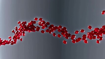 red blood cells flowing through a vein, shown in smooth, continuous motion with realistic biological detail - Powered by Adobe
