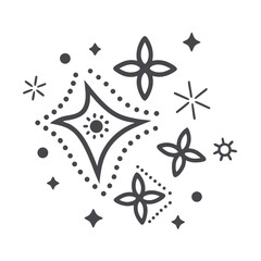 sparkling and twinkling icons in line style, sparkling isolated on white background, vector illustration