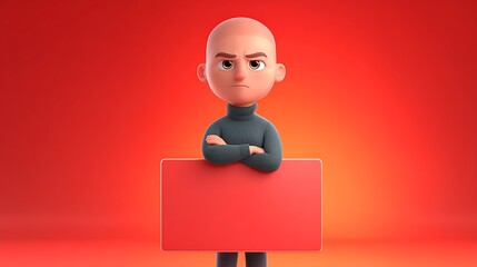 3d man holding a blank sign