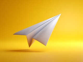paper plane on yellow background