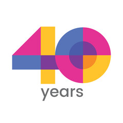 Fototapeta premium logo 40th years anniversary celebration with colorful design, Modern geometric style. 