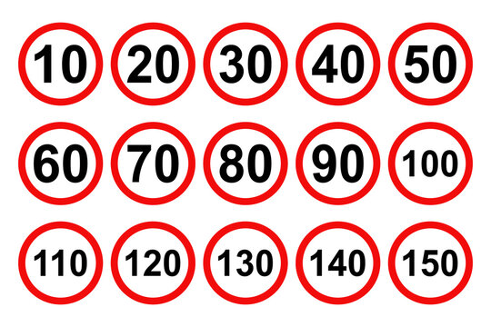 Set of speed limit signs. Vector illustration design.