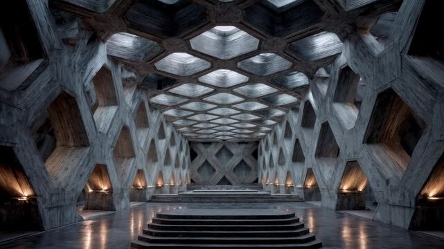Futuristic Concrete Hallway Zoom