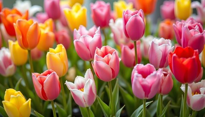 Vibrant and Intricate Tulip Garden with Rich Color Diversity