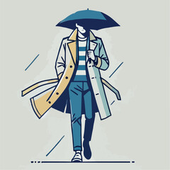 vector image of a person wearing a raincoat