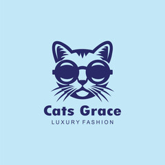 Stylish Cat with Glasses Logo, Fashionable Kitty Icon, Chic Feline Symbol, Luxury Cat Design, Elegant Pet Boutique Emblem
