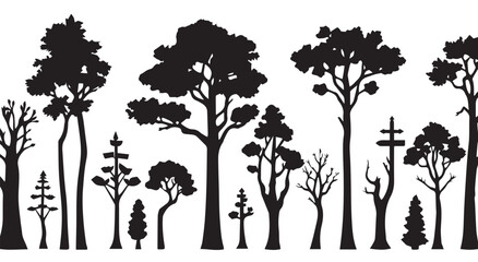 tree icon set collection with diverse directional markers on white background