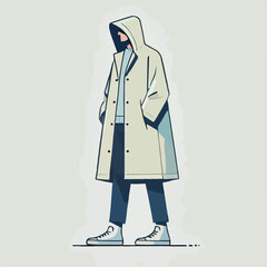 vector image of a person wearing a raincoat