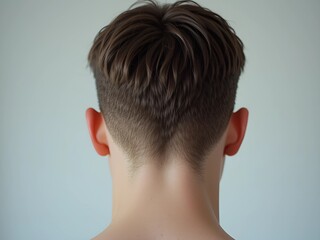 Obraz premium Closeup of back of young man's head. Back view. 3d rendering. Head. Man neck. 