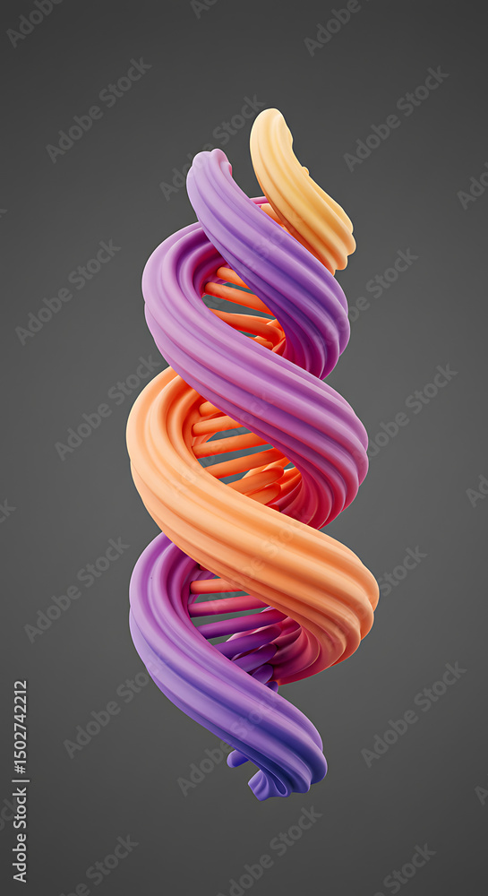 Poster abstract colorful dna helix spiral 3d render gradient science technology design