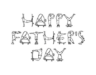Happy Fathers day lettering, skate, skater design, epic design