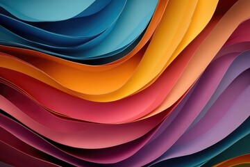 Abstract wave pattern of layered, colorful sheets