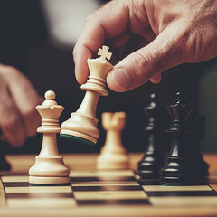 hand holding chess pieces