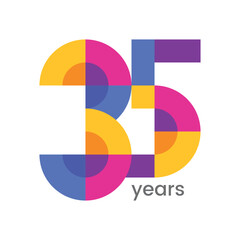 logo 35th years anniversary celebration with colorful design, Modern geometric style. 