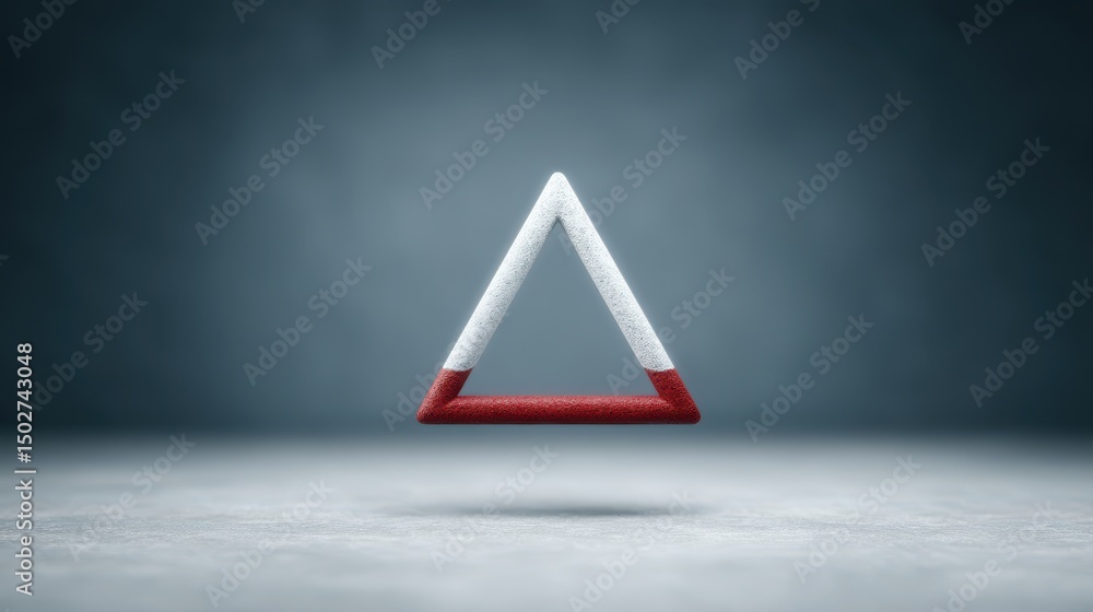 Aufkleber abstract red and white triangle 3d render on gray textured background