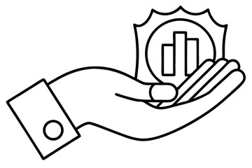 A collection of minimalist business and finance line icons in black outline style. This vector set includes icons of handshakes, giving and receiving money, charity donations, holding coins, financial